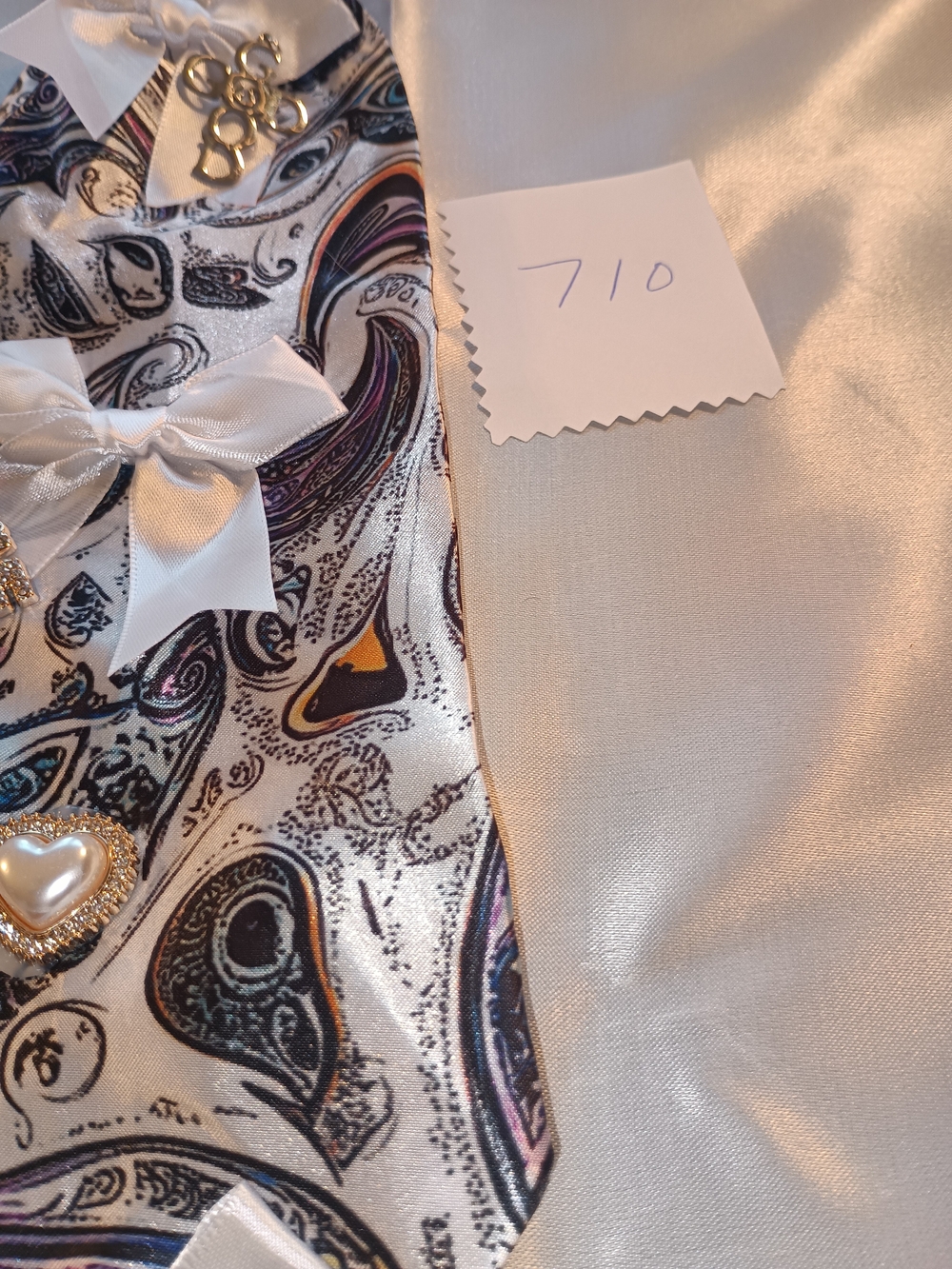 Embellished Paisley Satin Bow Tie with Rhinestone Accent - Picture 7 of 8